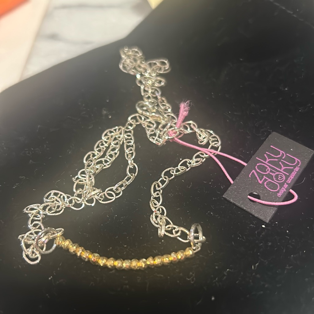 Dainty Golden Beads With Silver Chain Necklace-Boutique